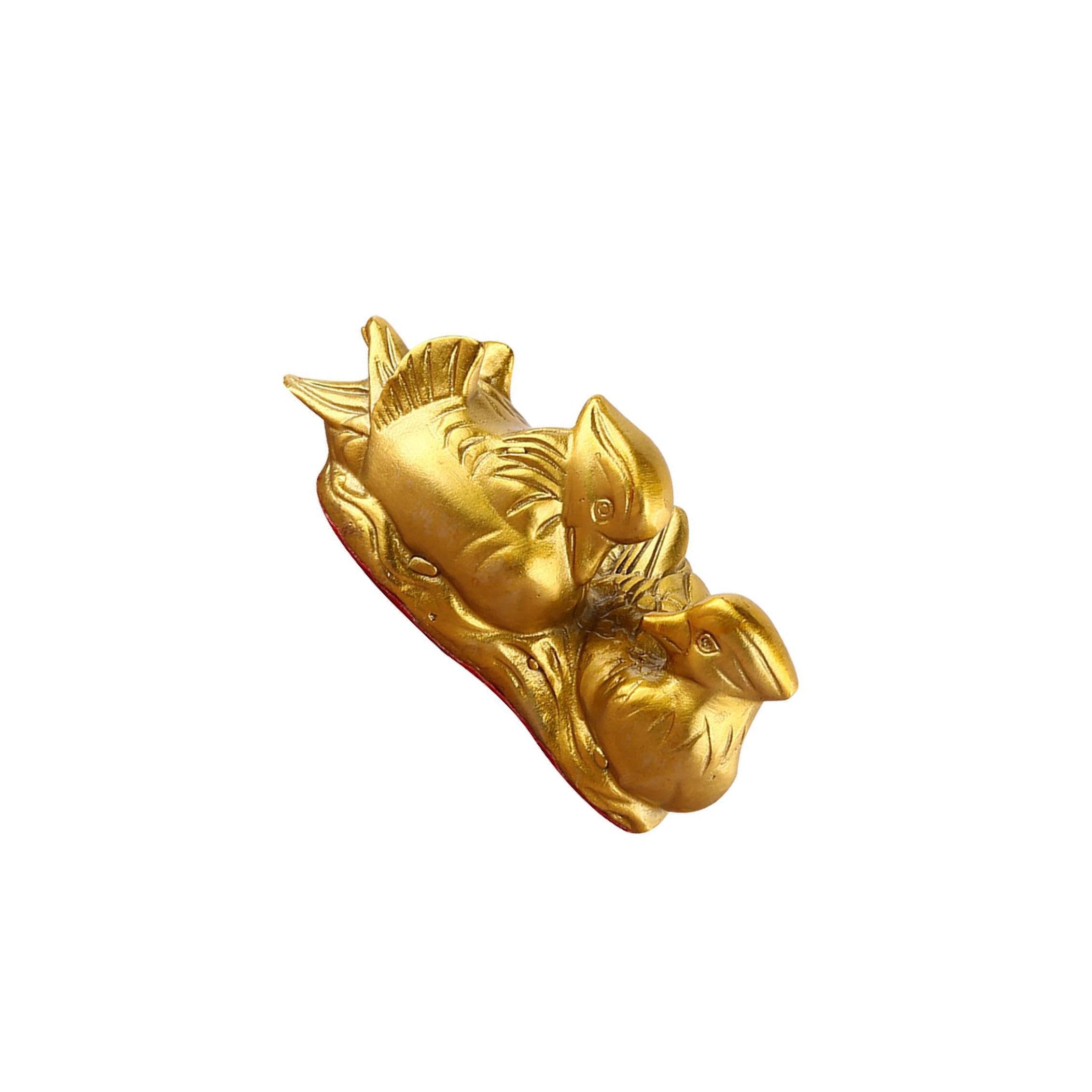 Alcxazs Gold Pair Of Mandarin Ducks Figurines Elegant Wedding, 11Cm