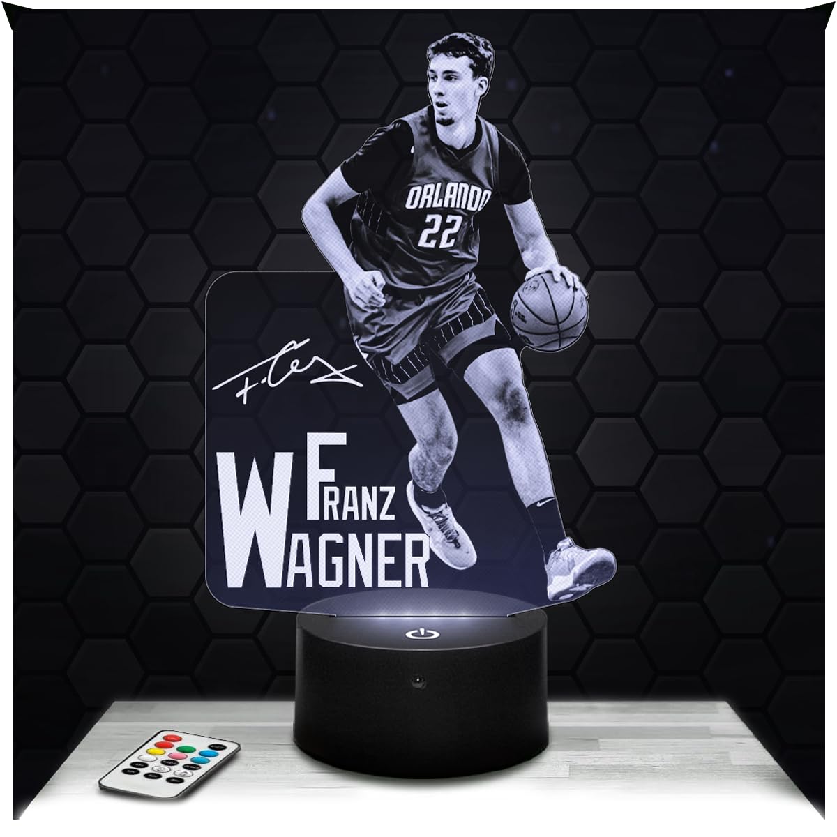 Lampephoto.fr - Franz Wagner 3D Lamp, Night Light 3D LED Illusion Lamp, Basketball Player, German Basket, Sports Object Athlete, Gift idea for Boy's Room, Night Light for Children's Bedroom