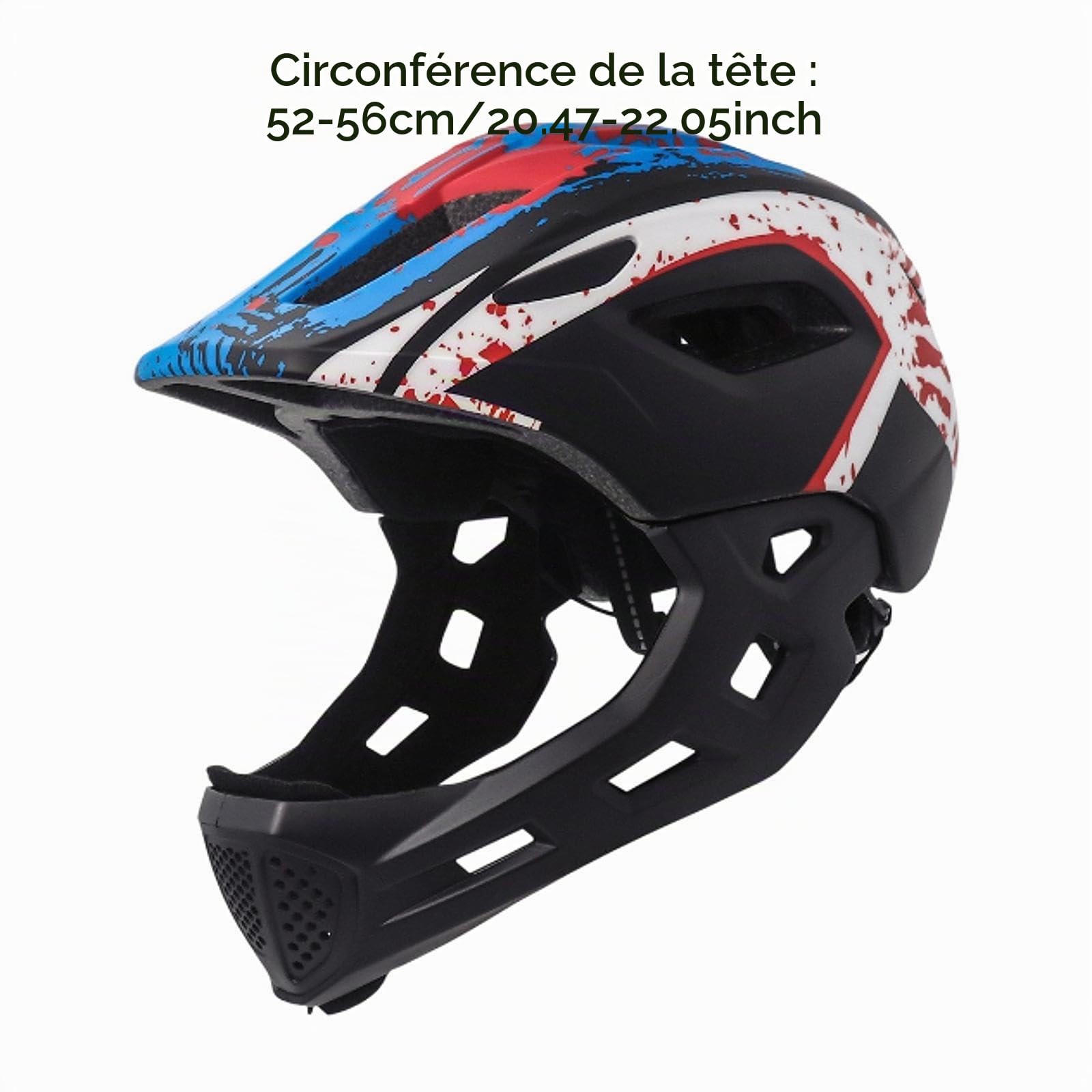 Casque Intégral pour Enfant, Casque de Protection, Léger et Confortable avec Intérieur Amovible, Ajustement Réglable, pour Vélo, Draisienne, Skate et Roller