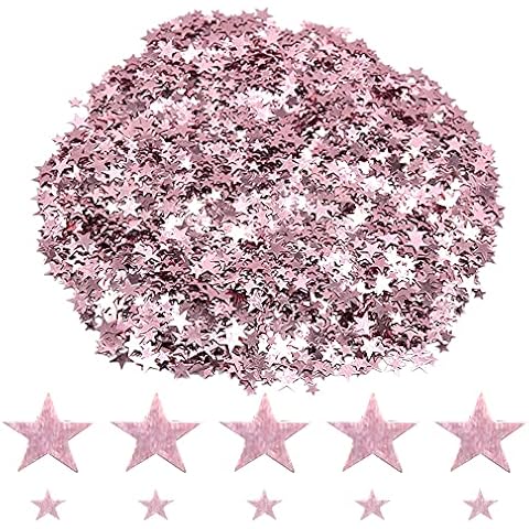 Ruidee 60g Star Confetti Metallic Foil Stars Table Confetti Metallic Foil Stars Sequin for Halloween Birthday Wedding Festival Party DIY(Rose Gold) Cover