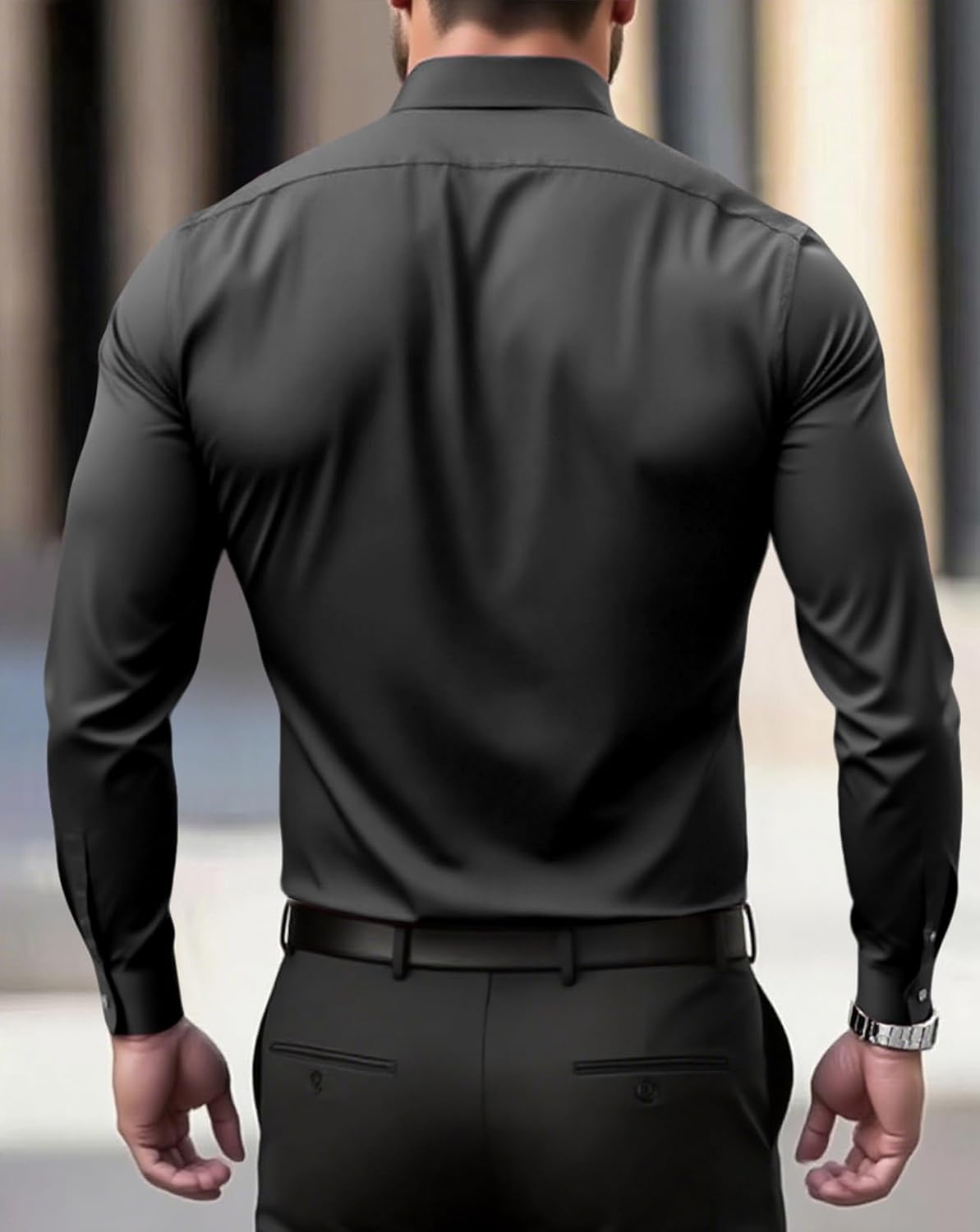 BUXKR Men's Wrinkle Free Slim Fit Dress Shirts Formal Long Sleeve Button Down for Wedding Business - Image 2