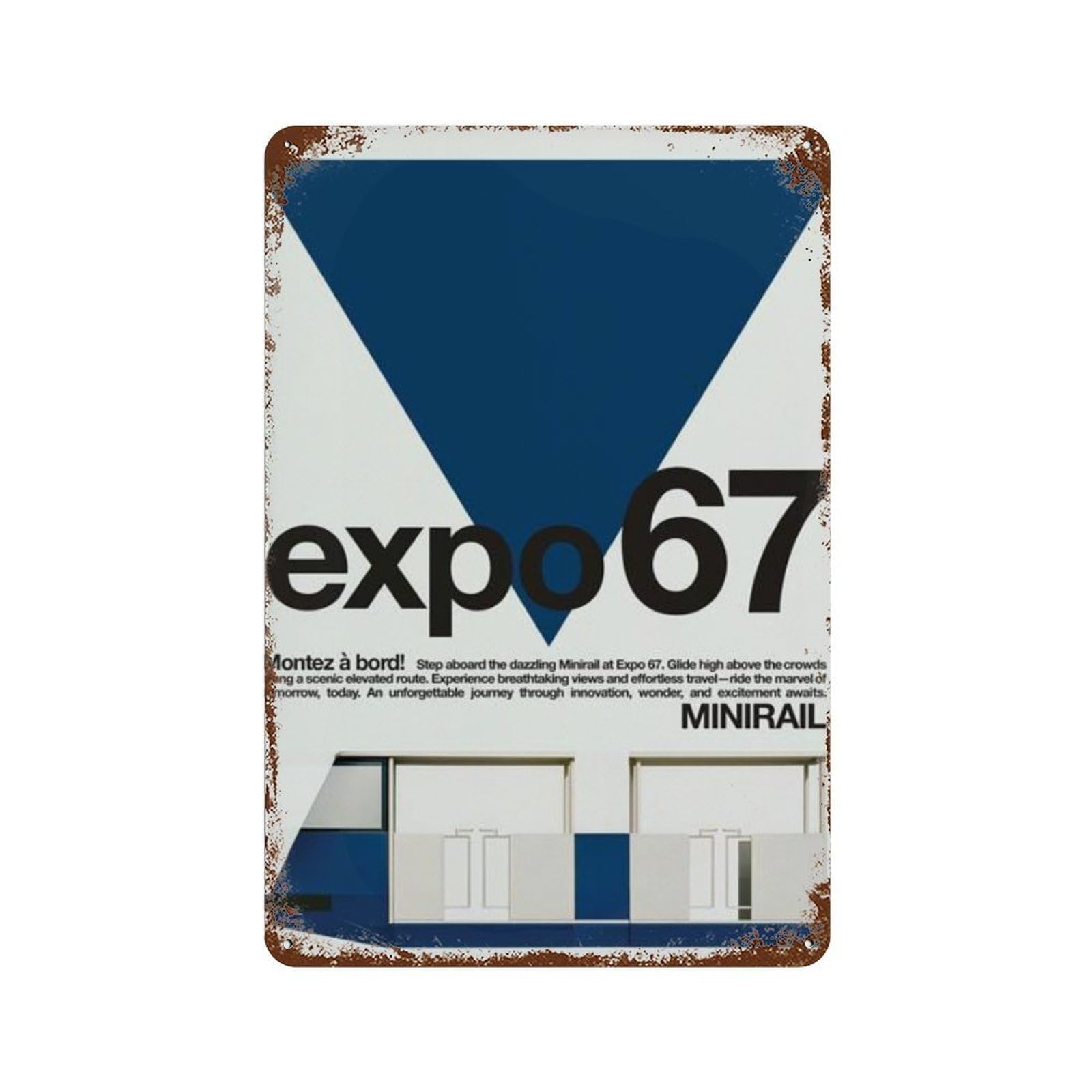xiaoxiaoshen Expo 67 Minirail Montreal Canada Mid Century Modern Typography Funicular Cable Wall Decor Art Metal Tin Poster Modern Home Decor Art Home Bar Shop Decorations Vintage Sign 30x20cm