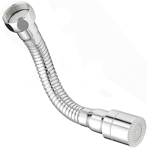 Pulverizador de grifo de manguera de metal de 7 pulgadas con cuello de ganso para fregadero de cocina, cromo pulido para agua fría y caliente