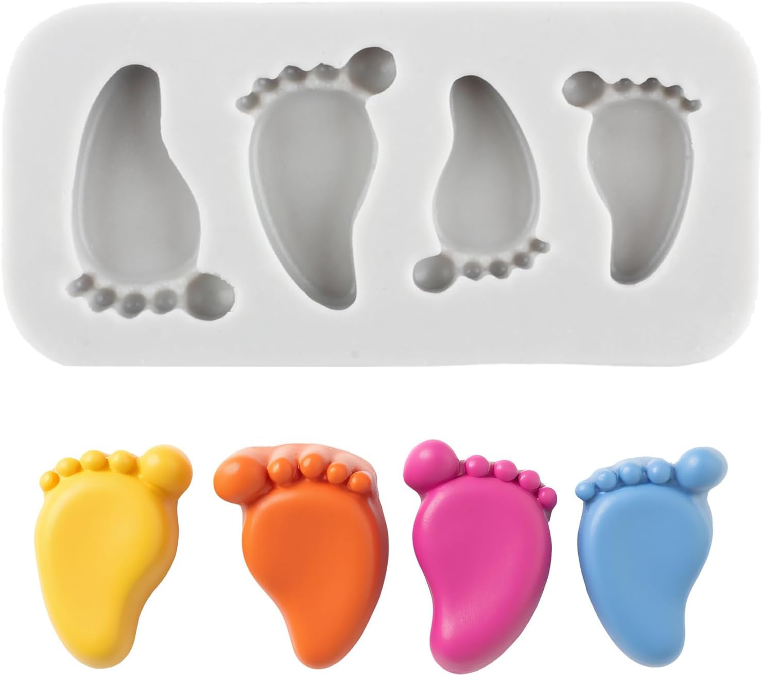 UKIYO international® - Baby Feet Silicone Mold 3D New Footprints Molds 4 Cavity for Candle Making Baby Shower Mould Fondant Cake Decoration Chocolate Making DIY-image-17