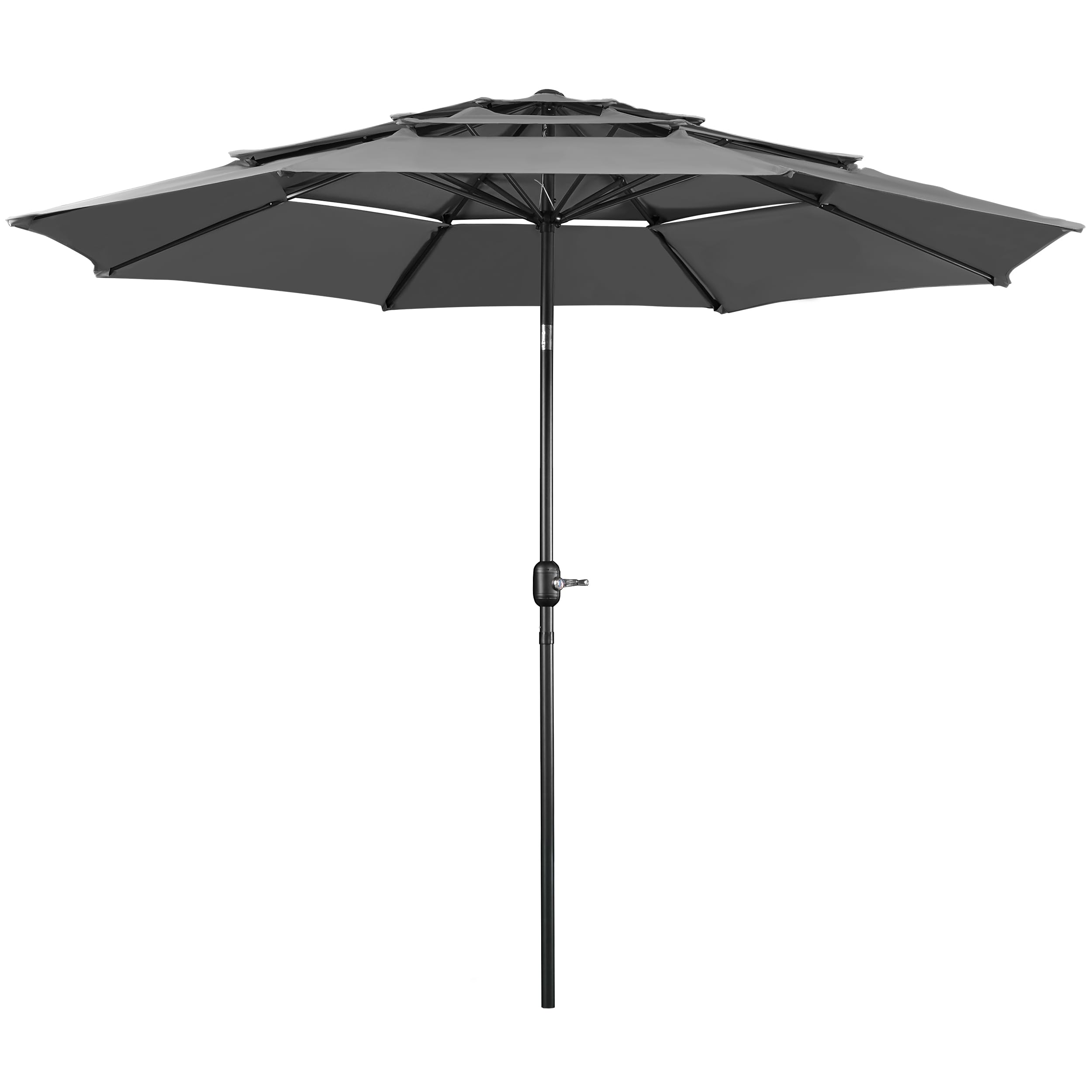 Yaheetech Sombrilla de Jardín 3 Niveles 3.24M Ventilación 8 Varillas Gris | Protección UV,Toldo Inclinable,Tres Niveles de Ventilación,Estructura Metálica Robusta,para Terraza/Patio/Piscina/Restaurante