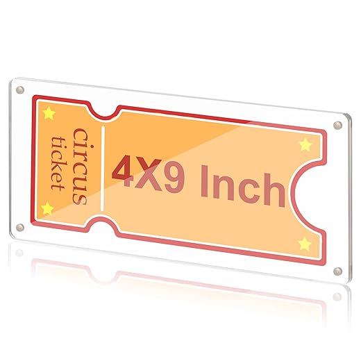 3 Pcs Acrylic Ticket Stub Display 4x9 Inch Clear Ticket Stub Holder Ticket Stub Organizer Ticket Stub Frame Ticket Protector Double Sided for Collectors Display Protect Movie Concert Play Show Ticket