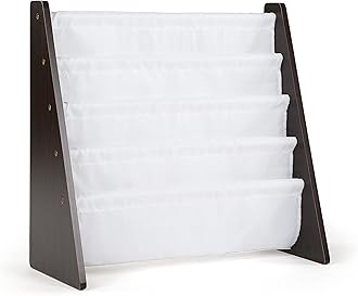 Humble Crew, Espresso/White Kids Book Rack Storage Bookshelf, 4 Tiers