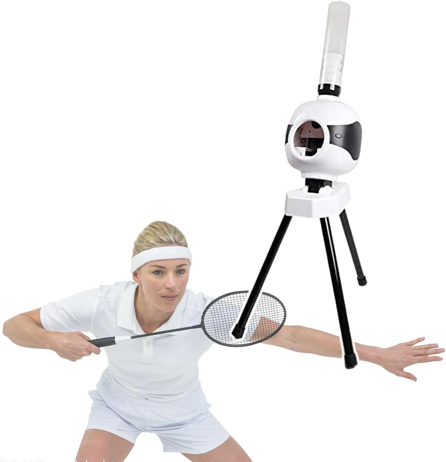 Badminton Serving Machine with Remote Control, Automatic Shuttlecock Feeder with Metal Bracket, for Shuttlecock Competition Training,A