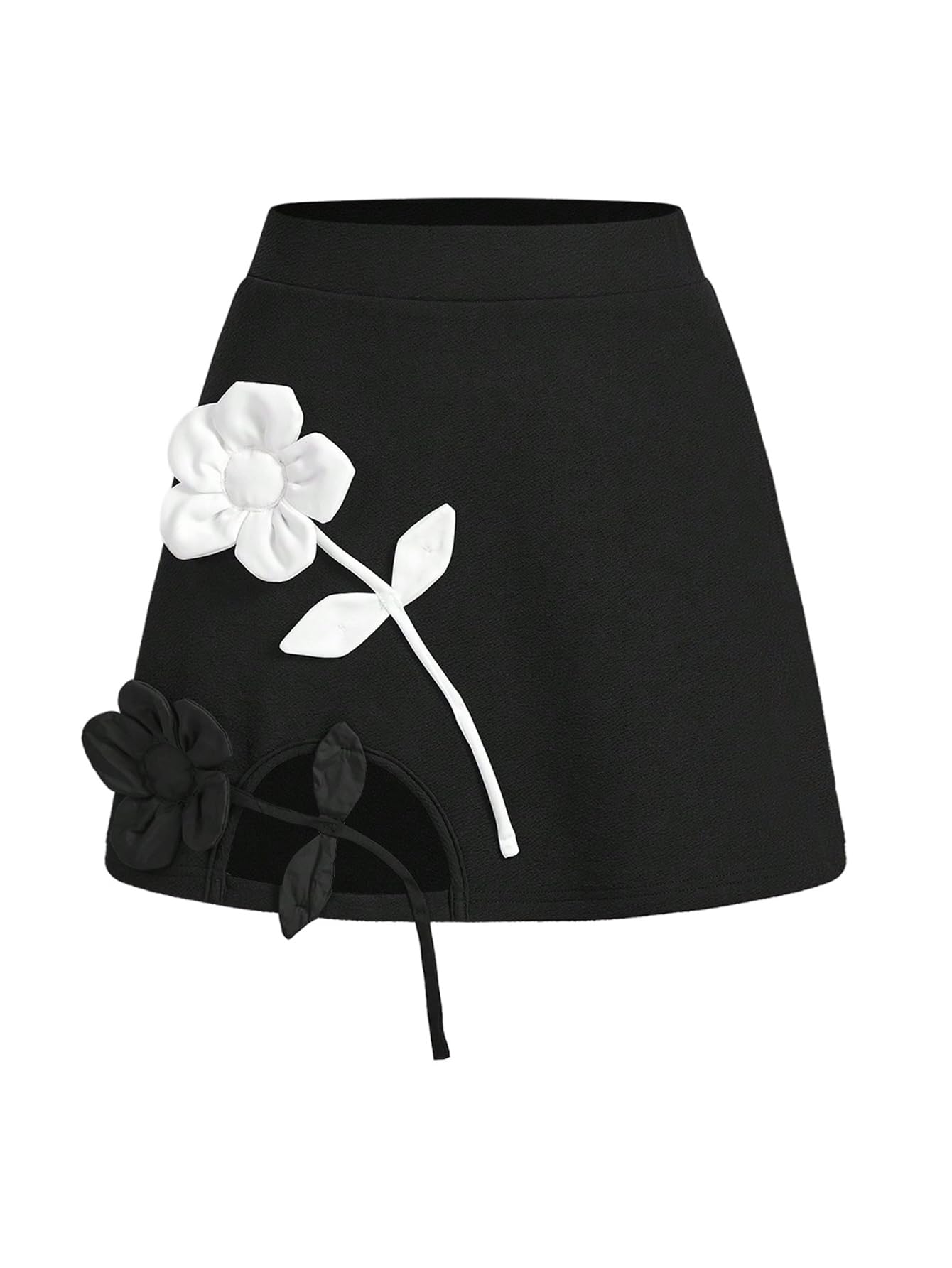 MakeMeChic Womens 3D Floral Skirt High Waist Bodycon Work Office Mini Skirts