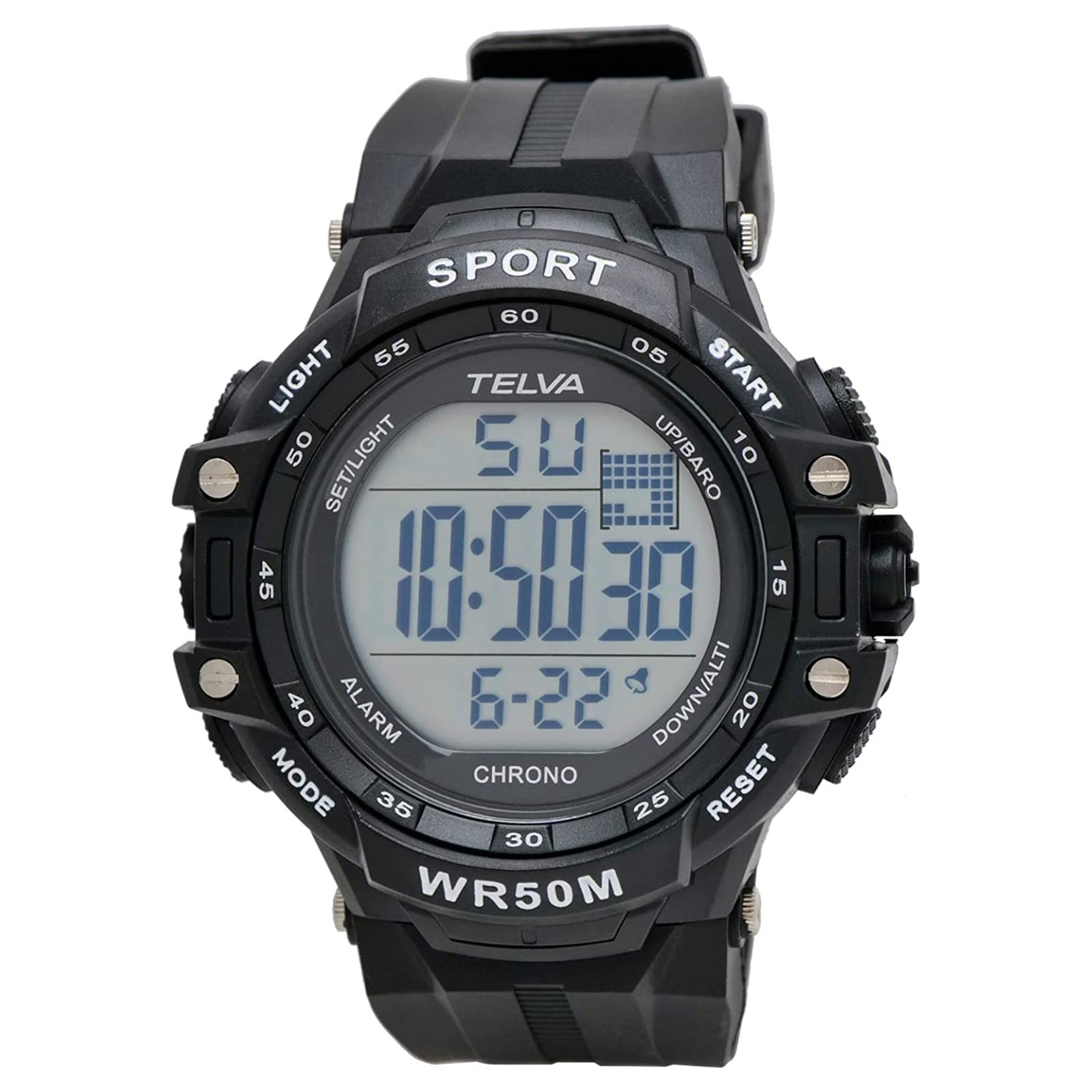 CREPHA(クレファー) 腕時計 デジタル メンズ 防水 ストップウォッチ ウレタンベルト ブラック TE-D281-BK