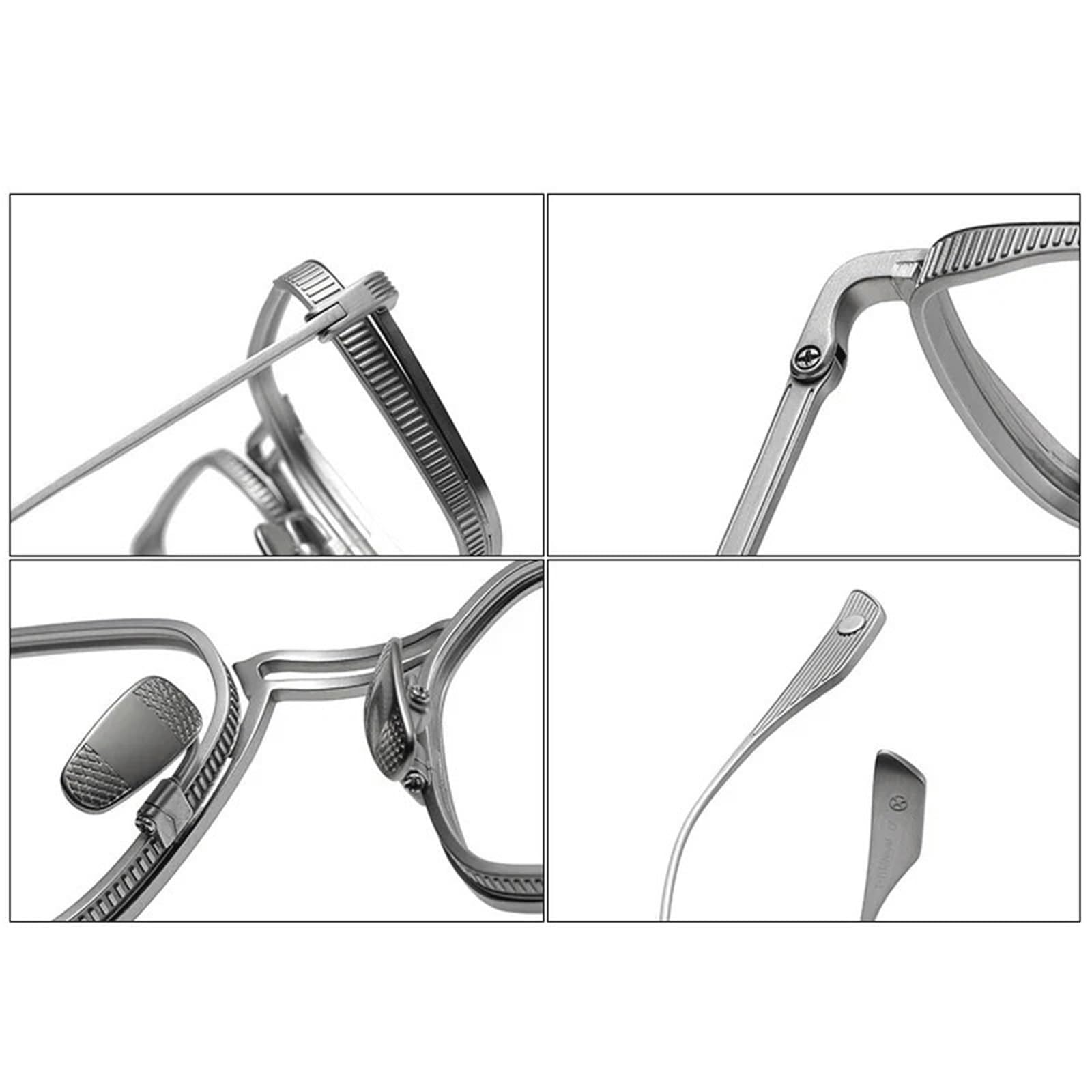 Metall Brillengestelle Reines Titan Brille Volllesebrille Nicht verschreibungspflichtige Brillen Männer Frauen Brillen for Computer(Silver,Big)