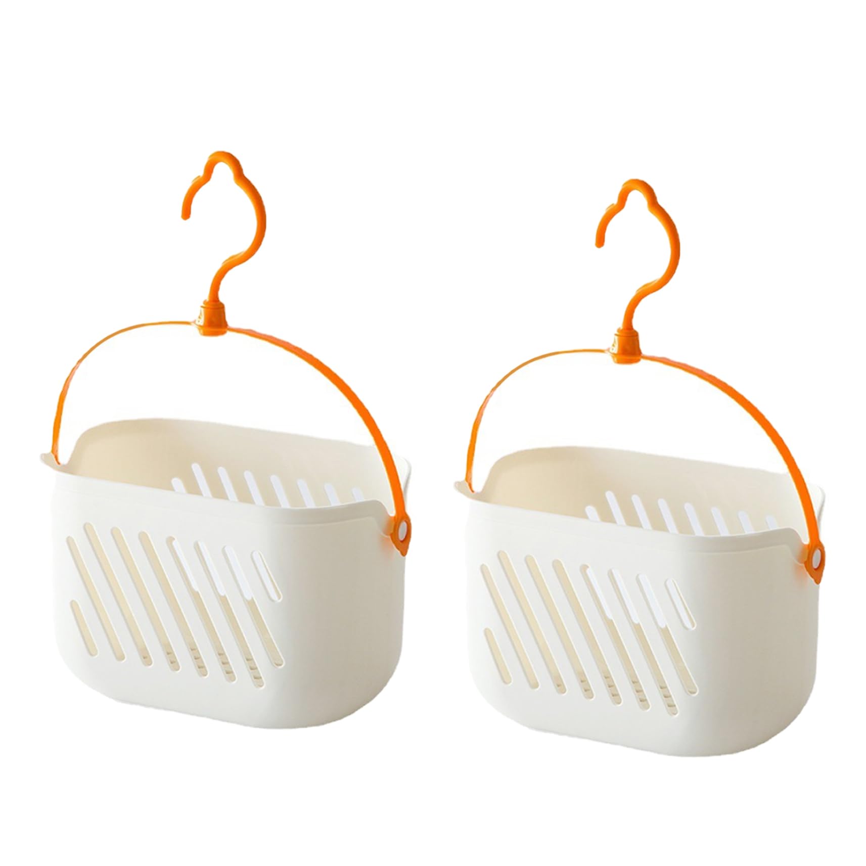 Xdyyjrasa Hanging Shower Basket - 2Pcs Plastic Storage Basket with Hook, for Bathroom Kitchen Organizer, White