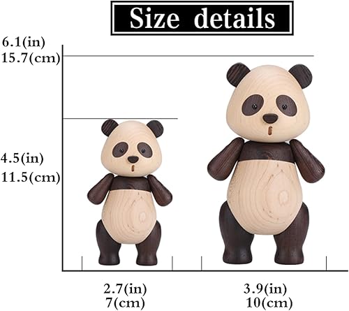 Miniatura 4 de suruim Adorable estatua de panda de madera maciza creativa linda muñeca de panda de madera maciza, adornos encantadores y modernos para joyas,