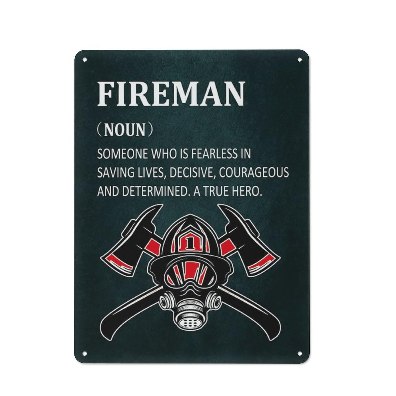 ACDOET Rustic Metal Tin Sign Fireman Definition Wall Art Prints,Christmas Thanksgiving Birthday Gifts For Fireman Men Boys,Firefighter Artwork Picture Poster Decor For Home Boy Room Office 12x16 Inch