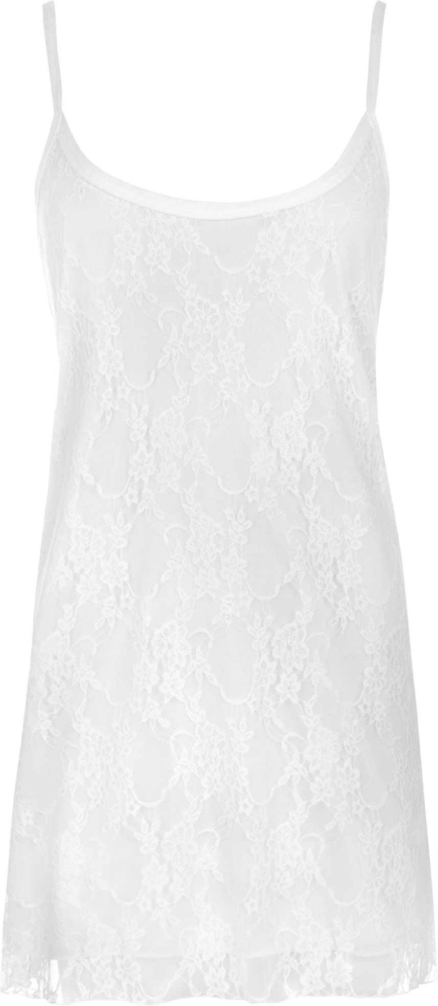 Wearall Women's White Plus Size Lace Chiffon Sheer Lined Strappy Sleeveless Swing Vest - 24-26