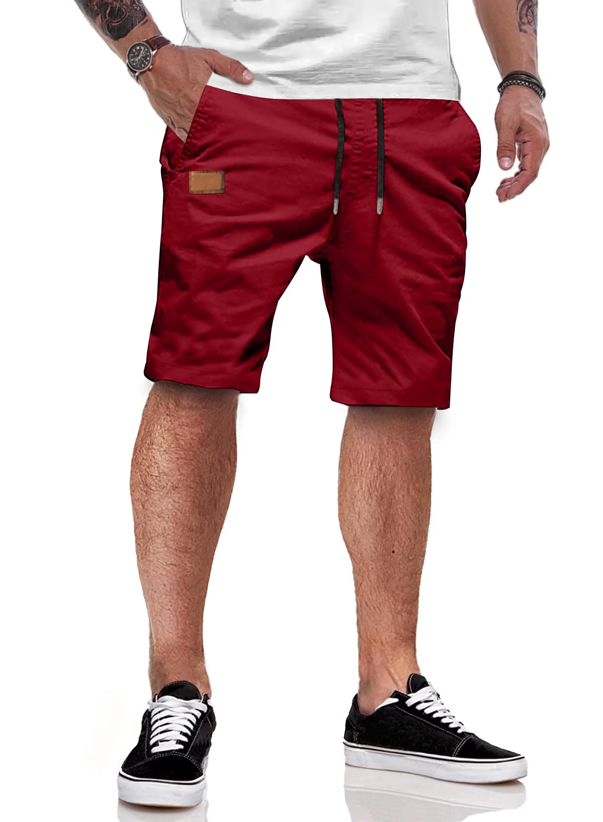 JMIERR Kurze Hosen Herren Sommer Shorts Herren Chino Baumwolle Elastische Taille mit Taschen S-3XL
