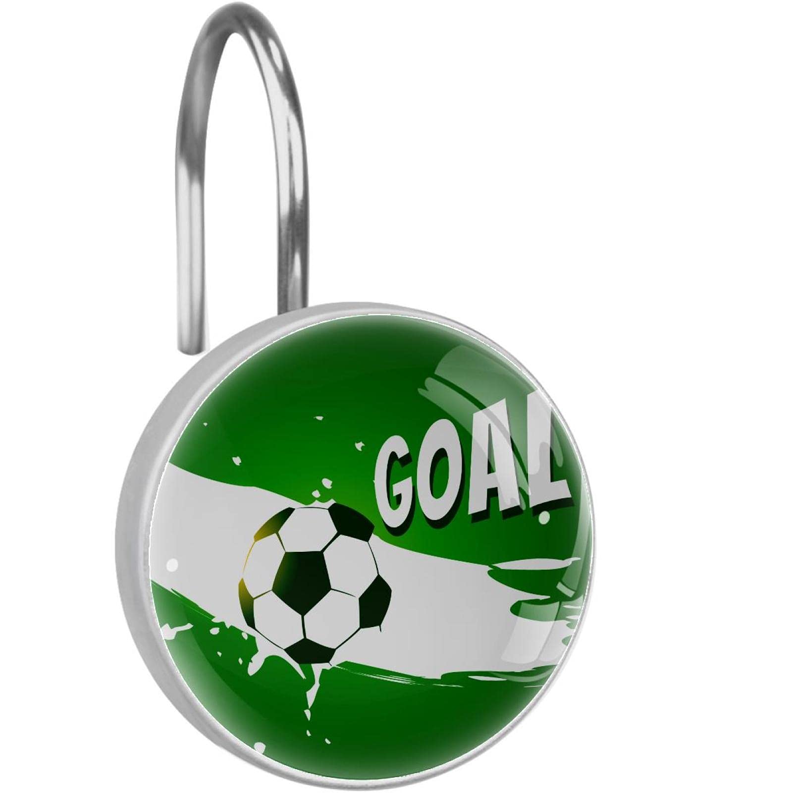 Rideau de douche et ses crochets décoratifs football vert