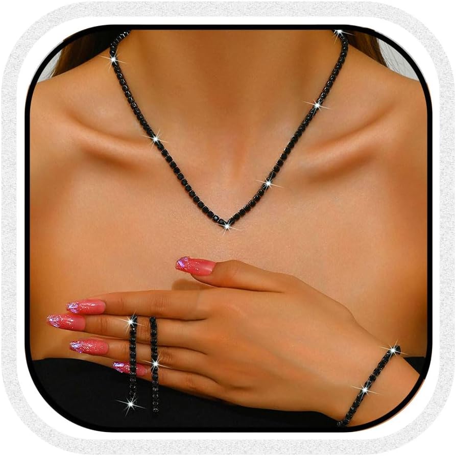 Unicra Rhinestone Bridal Wedding Jewelry Set Silver Necklace Earrings Bracelet Sets Prom Formal Costume Jewelry Sets for Women and Brides