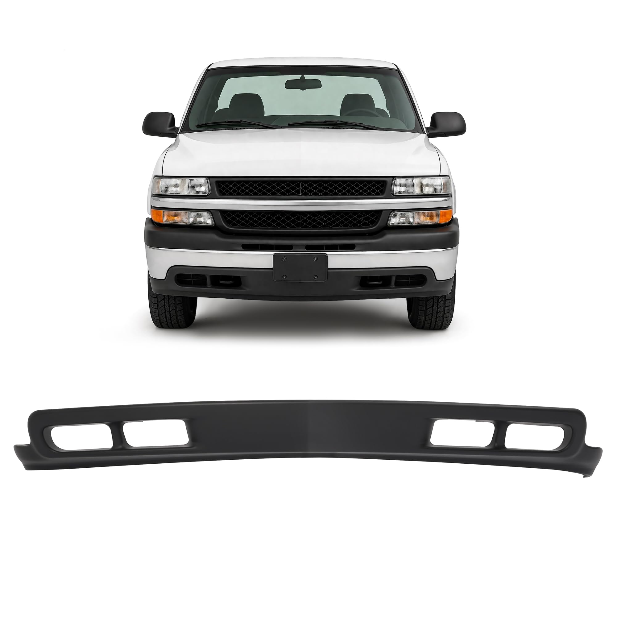 Photo 1 of **bend damage**ALMULOO Front Bumper Lower Valance Air Dam Deflector Compatible with Chevrolet 1999-2002 Silverado 1500 2500 3500 Compatible with 2000-2006 Suburban/Tahoe Replacement for 15005294 Plastic(PP)