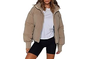 Amebelle Women's Casual Winter Warm Puffer Down Jacket Coat Thicken Stand Collar Zip Warm Outwear