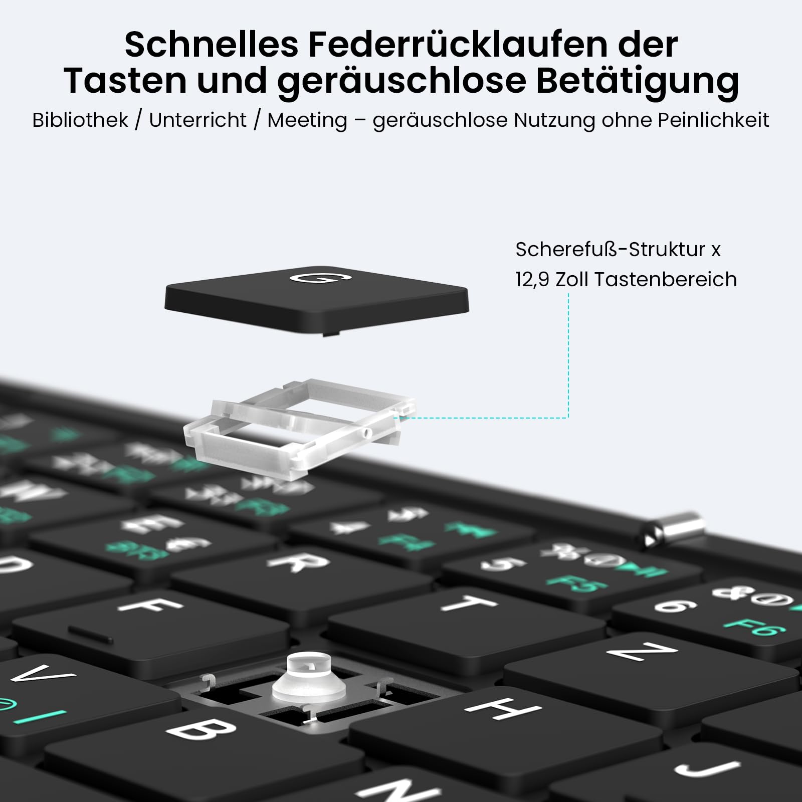 Nillkin Faltbare Bluetooth Tastatur mit Touchpad, Wiederaufladbare QWERTZ-Klapptastatur mit Ziffernblock, Tragbare Mini-Tastatur für iPad, iOS, Android und Windows Laptop & Tablet, Leder-Schwarz
