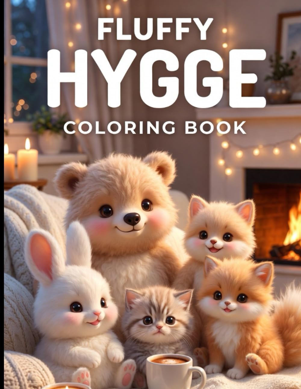 Fluffy Hygge Coloring Book: Cute Cozy Animals, Simple Designs, Relaxing and Fun Coloring Pages