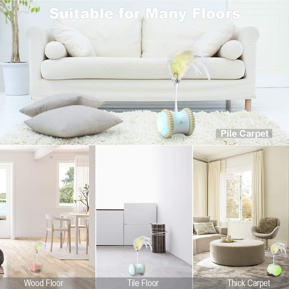 Jouets Lumineux LED à Rotation Automatique à 360 Degrés, Mouvements Automatiques Et Irréguliers pour Chatons/Chats, Chargement USB Amélioré A