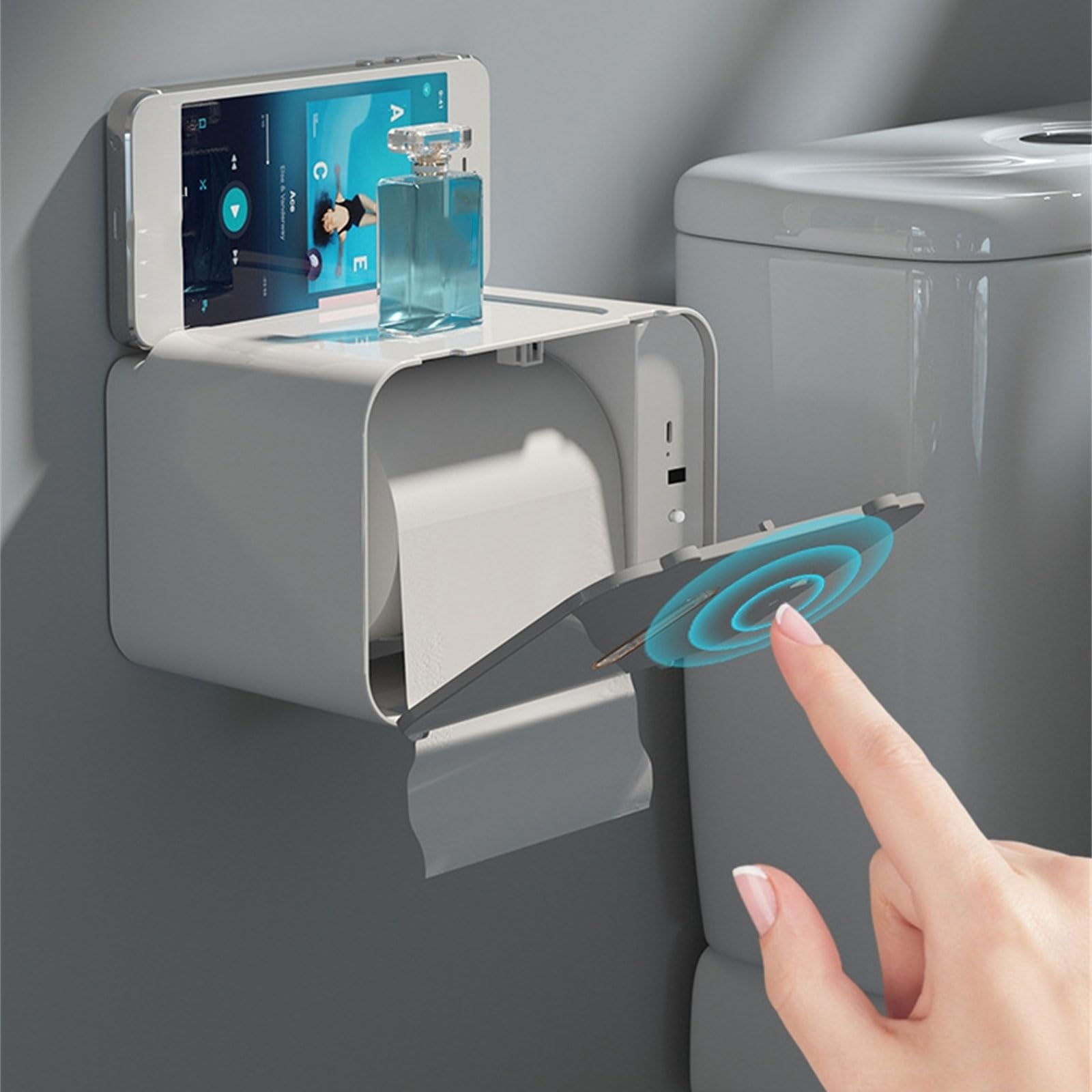 Boîte à mouchoirs automatique avec capteur - Porte-papier toilette à induction avec couvercle étanche - Distributeur automatique de serviettes en papier - Accessoire de rangement de cuisine -