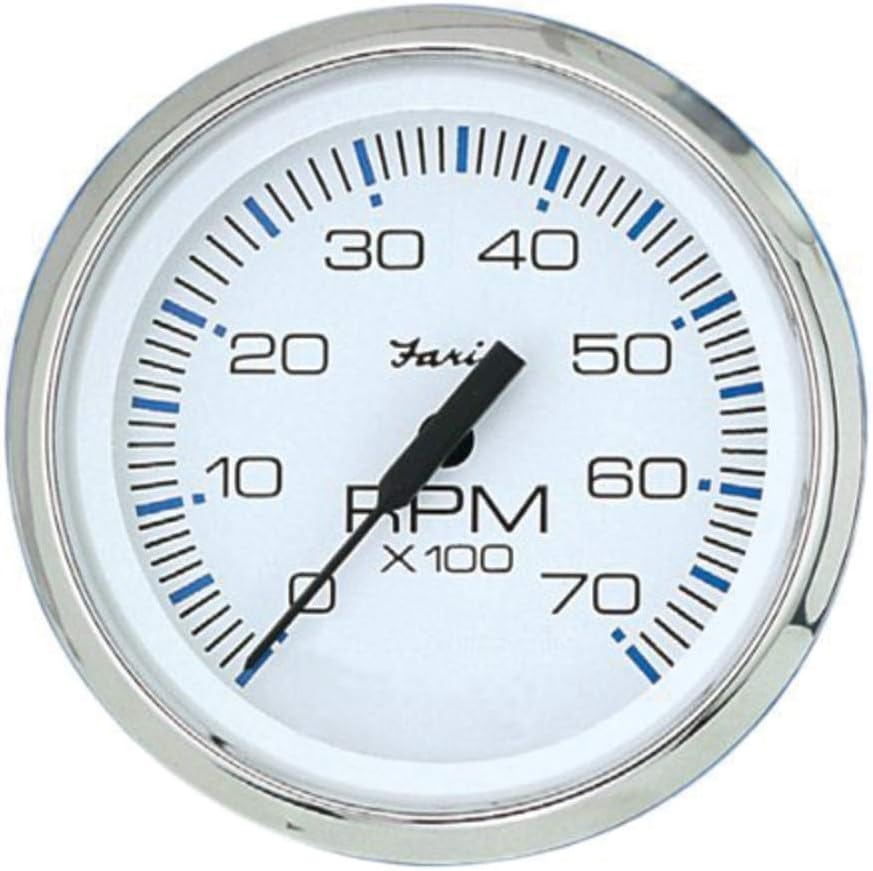 Faria 33817 Chesapeake Stainless Steel Tachometer (7000 RPM) - 4", White