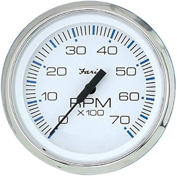 Faria 33817 Chesapeake Stainless Steel Tachometer 7000 RPM - 4", White