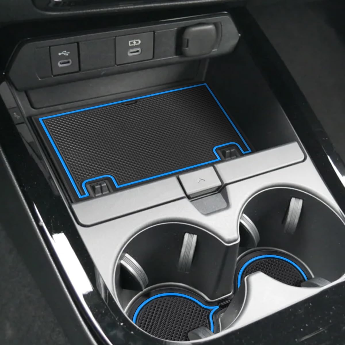 Auovo Cup Holder Insert Liners Compatible with Toyota Prius Accessories 2023 2024 2025 2026 Prius Prime Anti-dust Cup Coasters Door Pocket Mats (18pc-Set, Blue Trim)