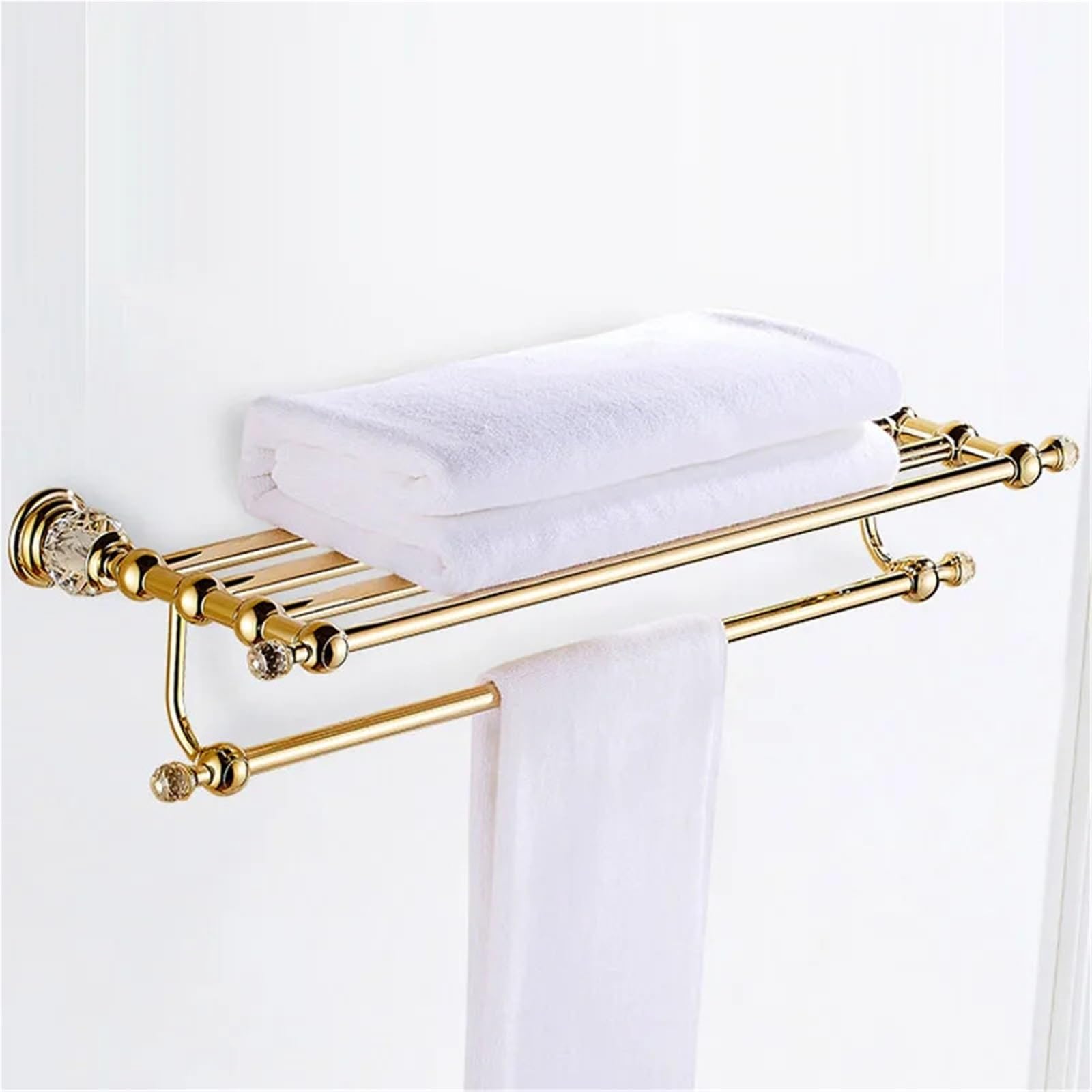 Portarotolo WC adesivo con mensola Set di accessori da bagno in ottone | Collezione di ferramenta da bagno in cristallo a parete(Soap basket)