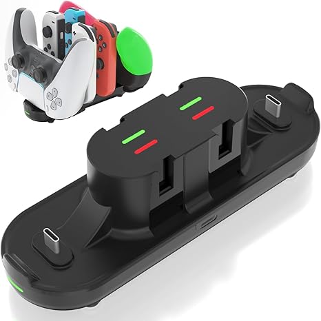 Quels jeux jouerez-vous ce week-end ? 9 61qjgv5LcsL. AC SX466 Switch Controller Charger for Nintendo Switch, Charging Dock with JoyCon/Pro / PS5 Controller, Charger Station with LED Indicator and Charger Cable for JoyCons, 6 in 1 Nintendo Charging Dock
