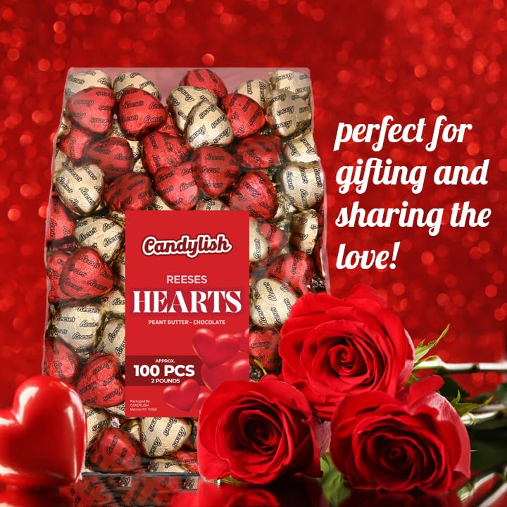 Miniatura 4 de Reeces - Golosinas de chocolate con leche y mantequilla de maní para el día de San Valentín, 2 libras de delicias envueltas en papel de aluminio