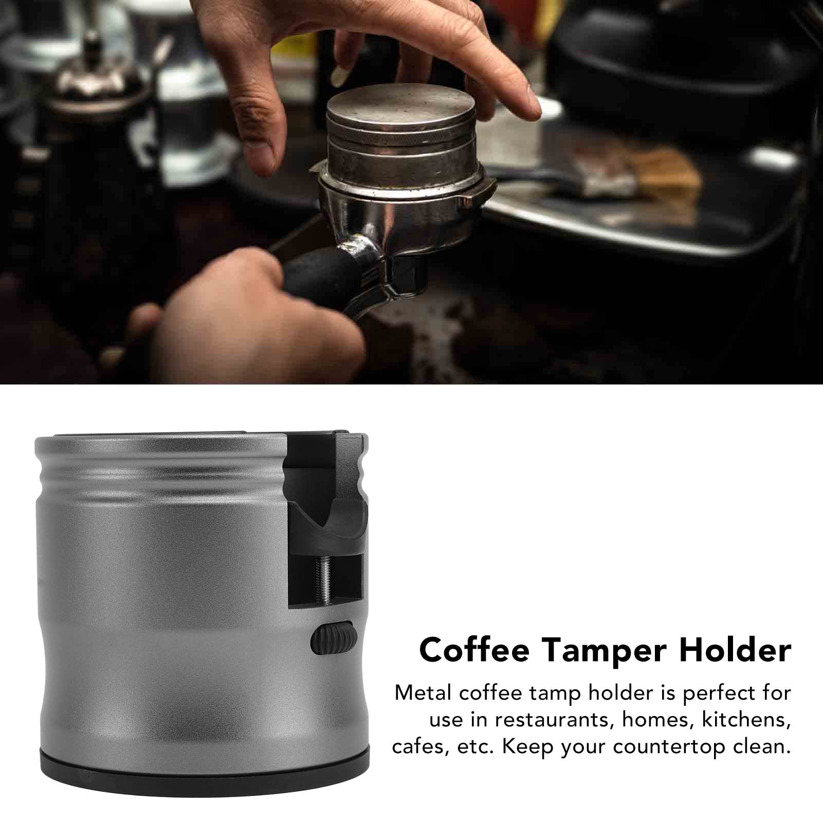 Soporte de Portafiltro de Café, Base de Soporte de Apisonamiento de Portafiltro de Café de Aleación de Aluminio, Soporte Redondo Redondo para Tamper de Café, Soporte de Manija de Filtro(Negro)