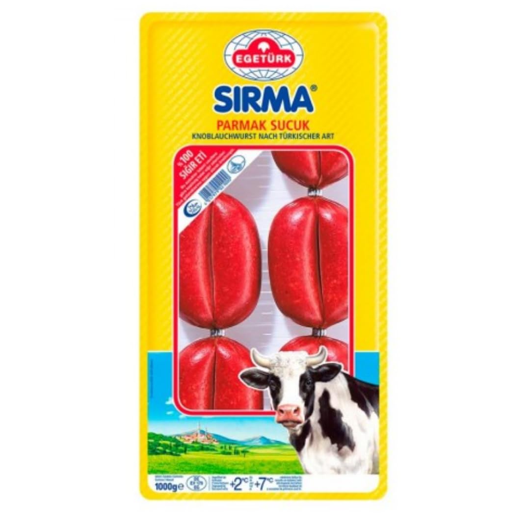 Egetürk Sirma Salchicha de dedo estilo turco sucuk 1000 g x 3 paquetes