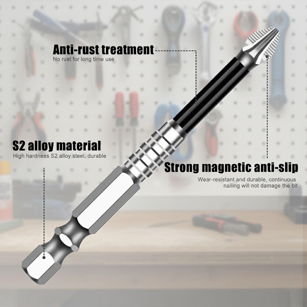 MagFixer New K5 Impact Resistant Bit, High-Magnetic Non Slip Screwdriver Drill Bit Set for Drywall, Wood and Metal, Universal Anti Slip Bits for Power Tools (A – 6-Piece Set)