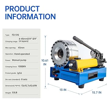 Amazon | 7 セットのダイスを備えた手動油圧圧着機、手動収縮機