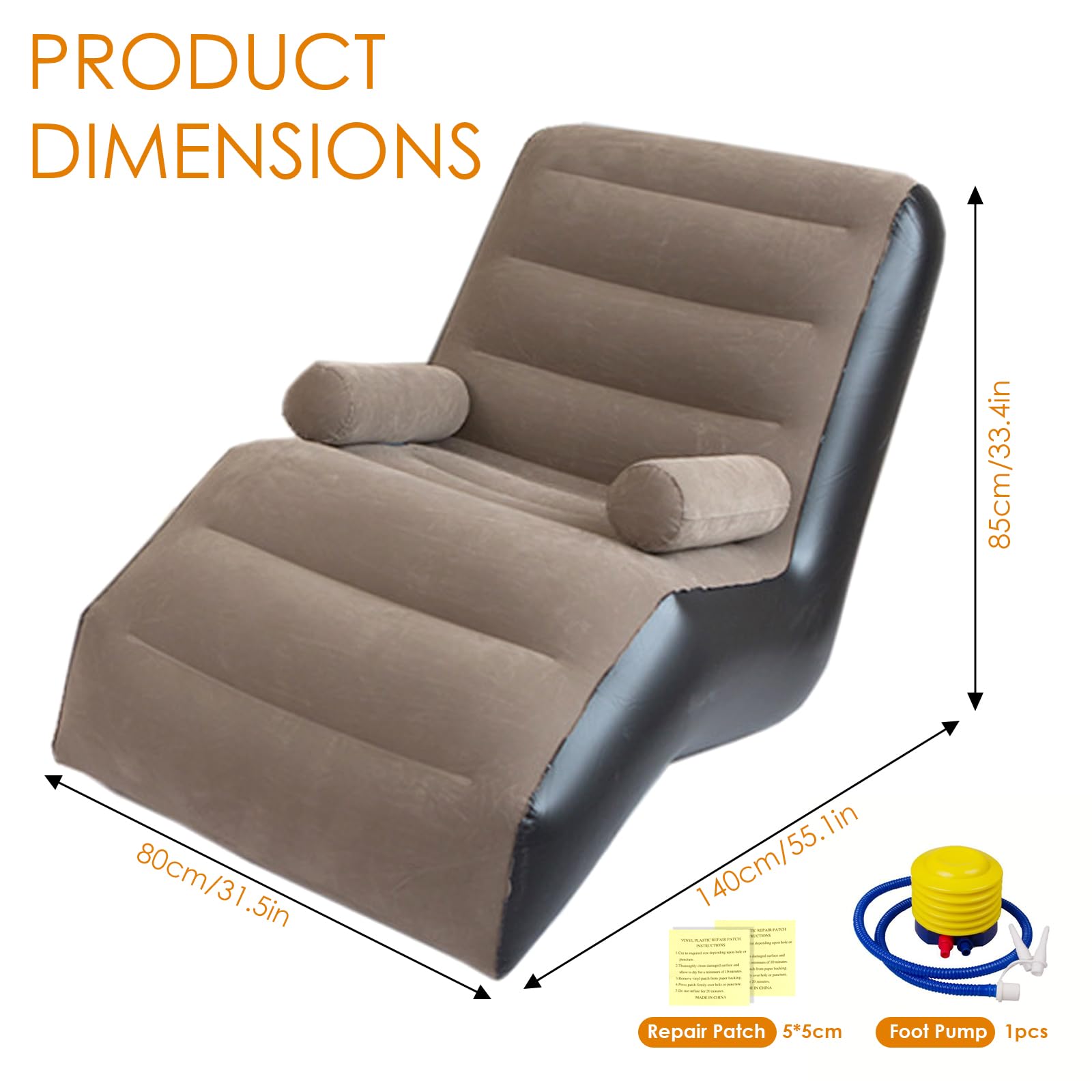 Canapé gonflable, canapé de camping avec repose-pieds, canapé gonflable portable en velours, fauteuil gonflable, fauteuil de piscine, airlounge, pouf d'extérieur, pour le camping, la maison (1