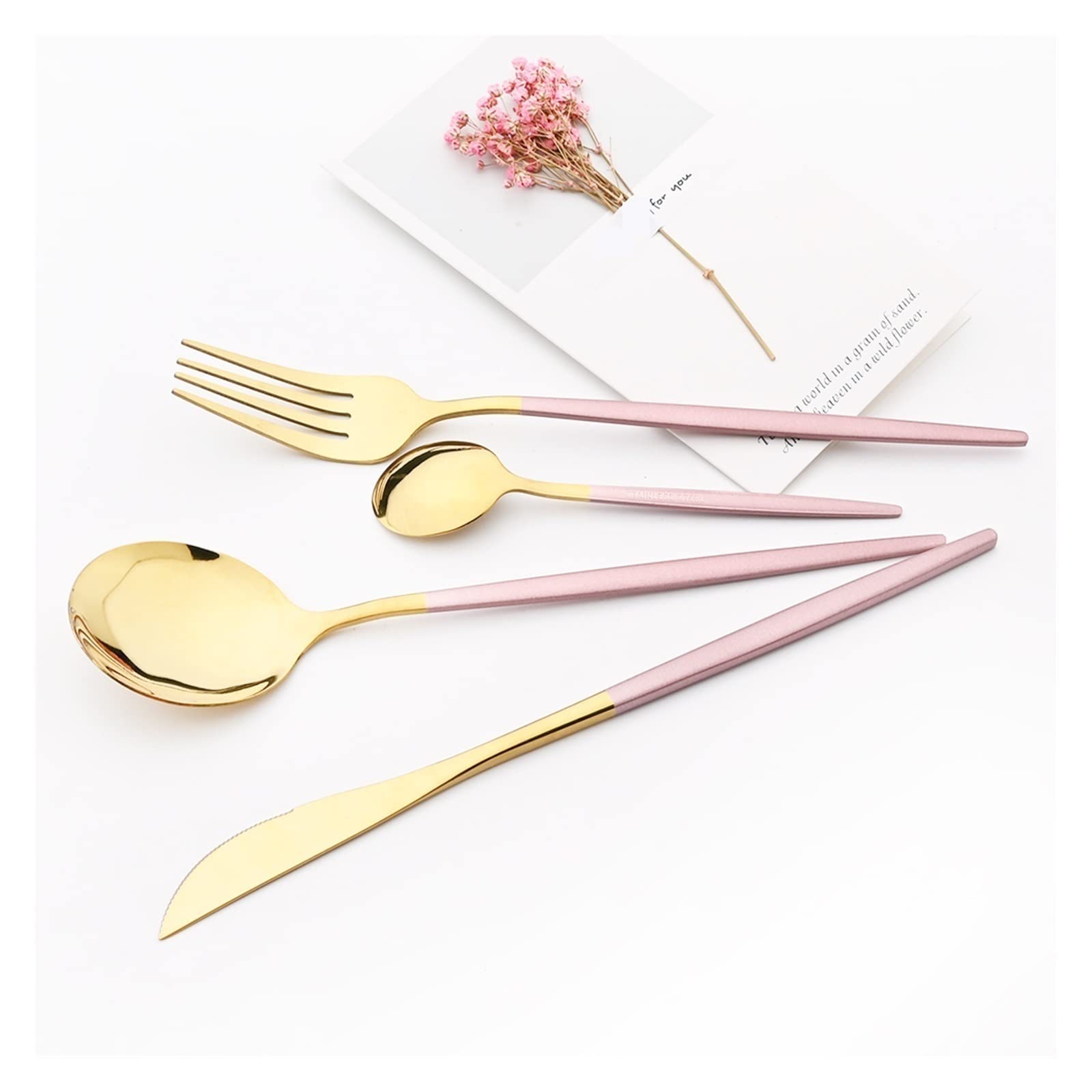 30pcs Menthe Vert Or en Acier Inoxydable Service De Vaisselle Miroir Fourchette Cuillère À Café Cuillère À Café Couverts Cuisine Couverts Ensemble Leisurely (Color : Noir)