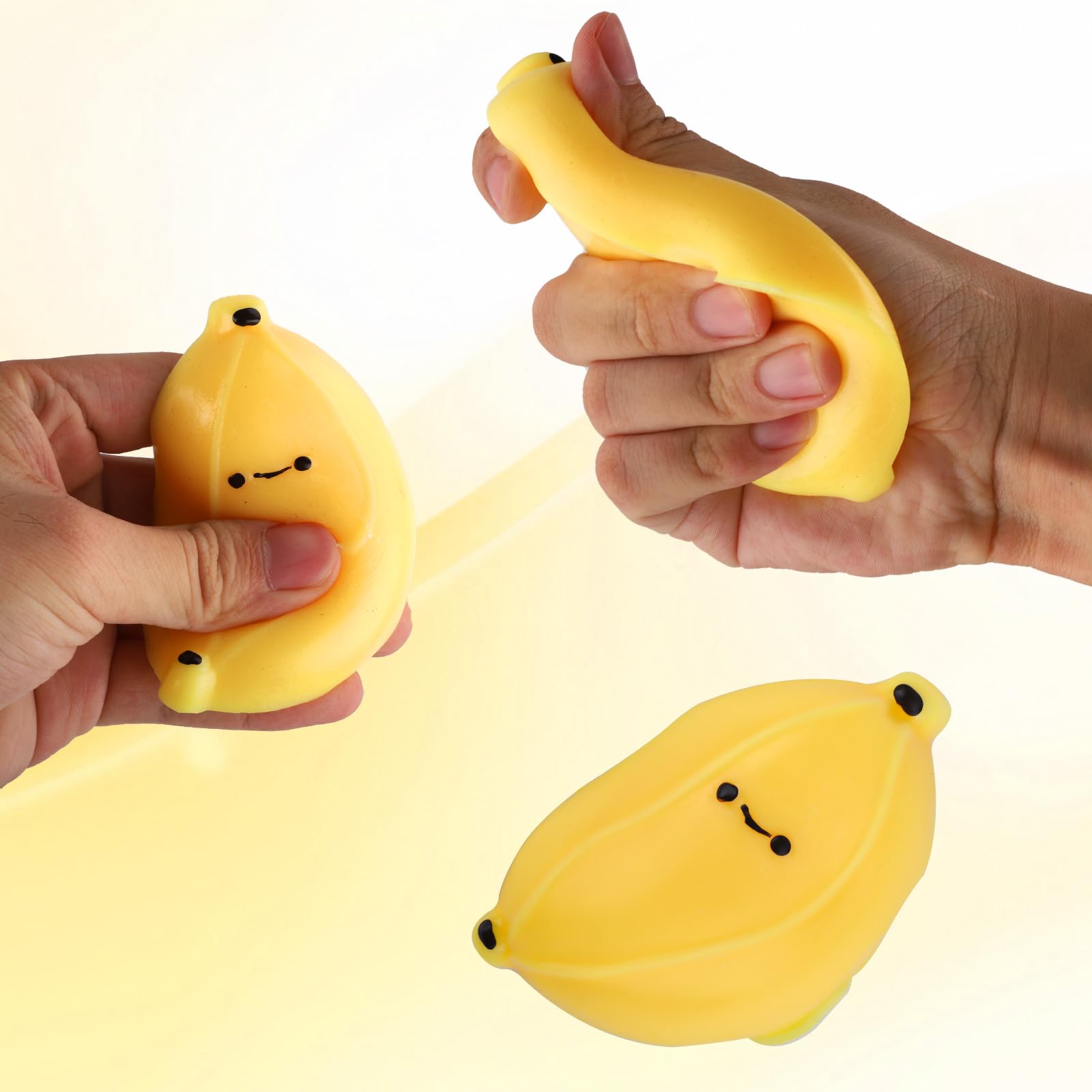 Anboor 2 palle antistress con forma realistica di una banana e frutta, per bambini e adulti, fidget toy, squishy, giocattolo da schiacciare, per