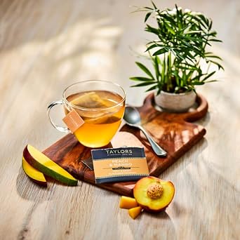 Taylors of Harrogate Peach & Mango, Herbal Tea, Individually Wrapped Teabags, 20 Count (Pack of 1), Juicy, Smooth, and Subtly Sweet, Caffeine-Free, Enjoy Hot or Iced, 20 Teabags