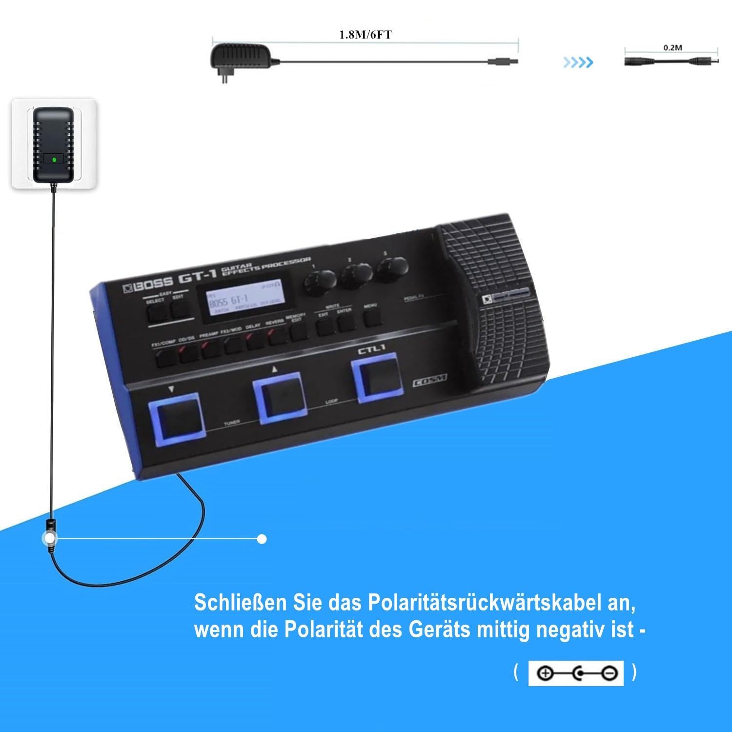 [Polarität veränderbar] 9V Netzteil DC9V 2A 1A Ladegerät AC zu DC9V 2A 1A 500mA 400mA 300mA 200mA 100mA für Label Maker, Klavier Keyboards, Gitarrenpedale DC9V Transformator