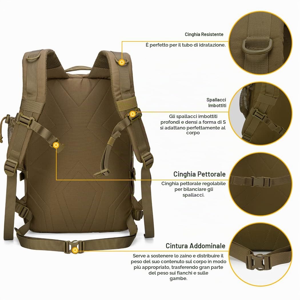 Mardingtop 28L Zaino tattico escursionismo trekking pesca per sopravvivenza campeggio all'aperto in viaggio Forze armate