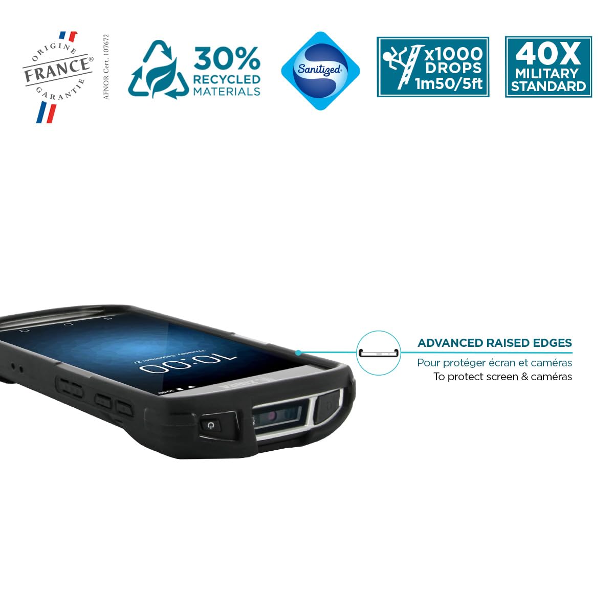 MOBILIS Guscio Protettivo per Zebra TC51 - TC52 - TC56 - TC57, Custodia Robusta per Computer Mobile con Fascia di presa e Supporto per Stilo, compatibile con la Stazione di Ricarica, Nero