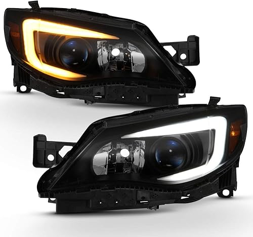 ACANII - Para modelo halógeno Negro ahumado 2008-2014 Subaru Impreza WRX Switchback LED DRL proyector faros delanteros