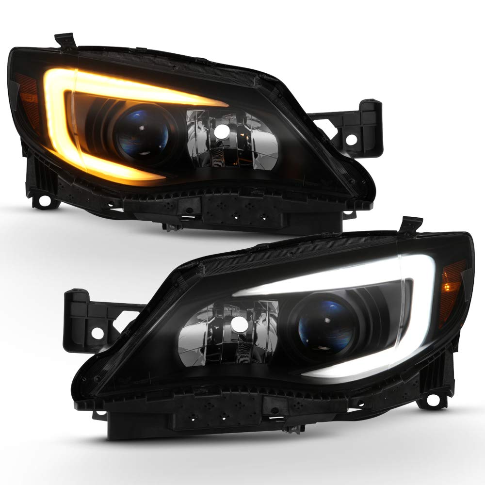 ACANII - For [Halogen Model] Black Smoked 2008-2014 Subaru Impreza WRX Switchback LED DRL Projector Headlights Headlamps product thumbnail 2