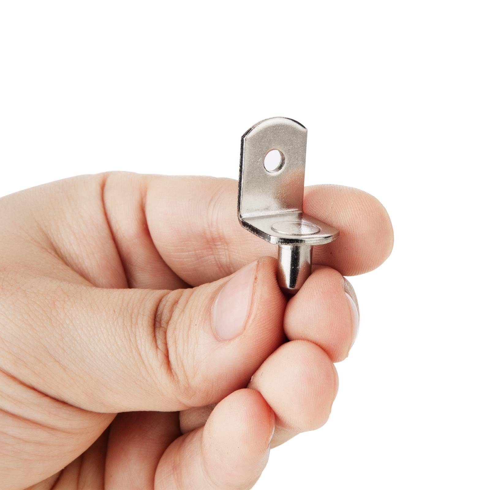 40 pinzas de metal en forma de L para estante de gabinete con agujero de 6 mm chapado en níquel para armario de cocina, estantería, soporte de muebles