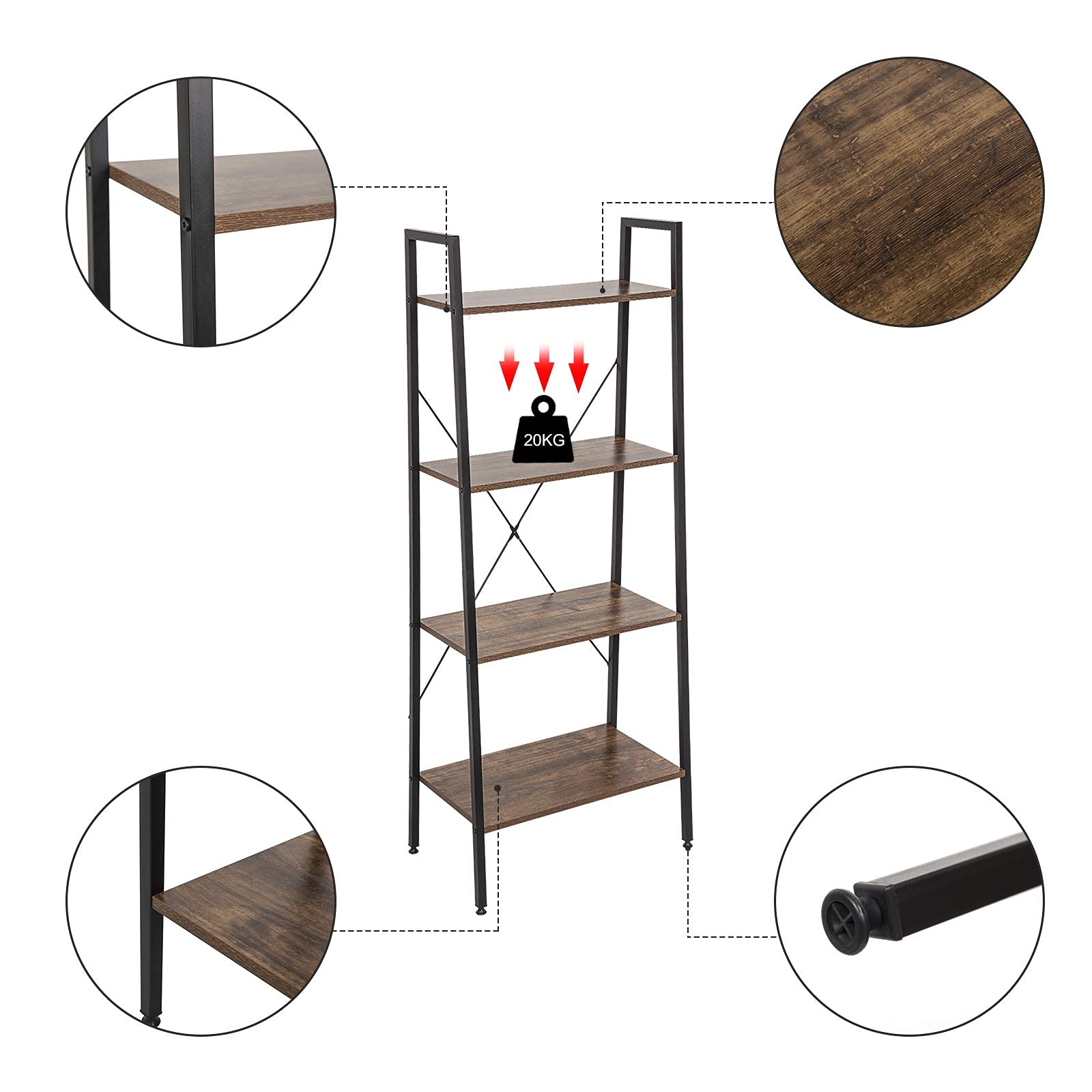 Scaffale Angolo 6 Ripiani EUGAD - Design Industriale, Legno E Metall, 180cm - Foto 9