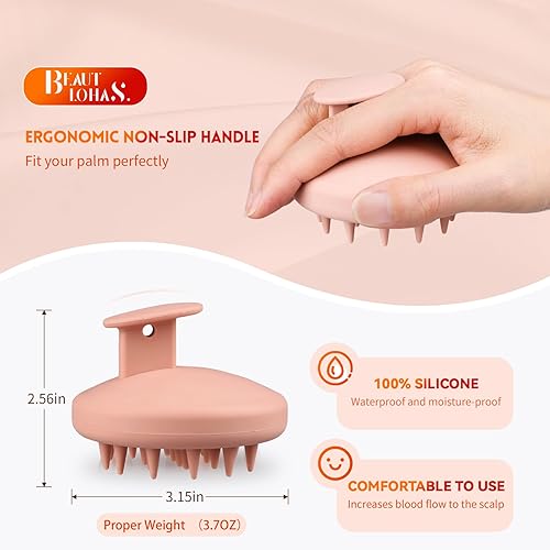 Miniatura 2 de Paquete de 2 cepillos de silicona para masajeadores de cuero cabelludo, limpiador de ducha con cerdas suaves, tratamiento para el crecimiento del